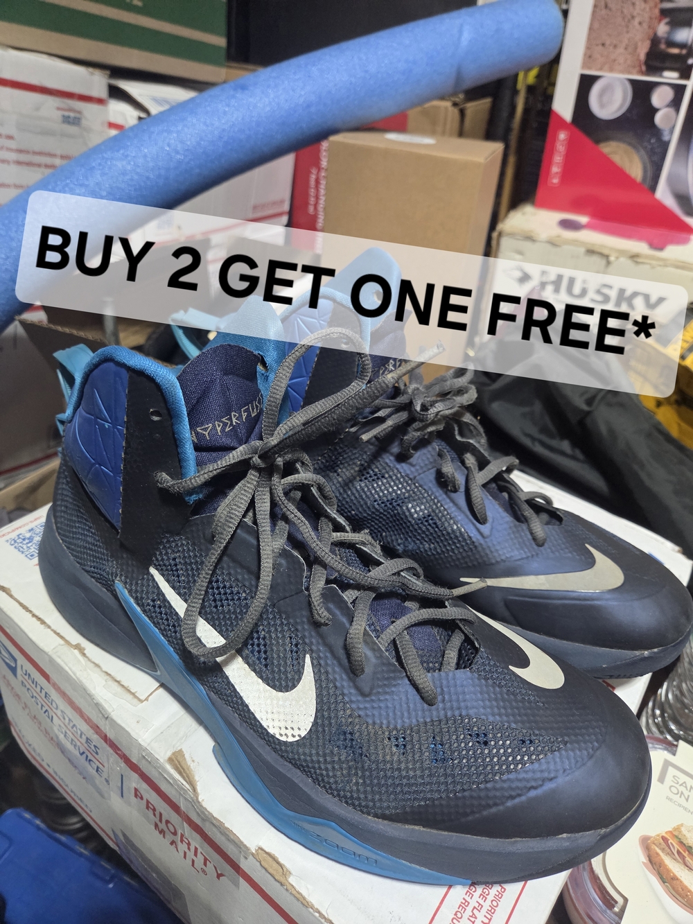 BUY 2 GET ONE FREE* Nike Hyperfuse 2013 Navy Blue Basketball Shoes Size 10m